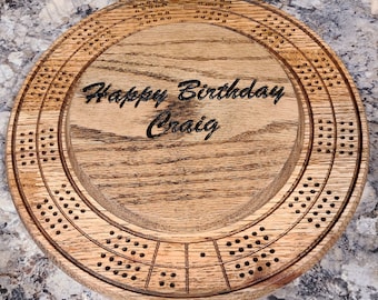 Round Cribbage Board with Custom Lid – Fast Free Domestic Shipping