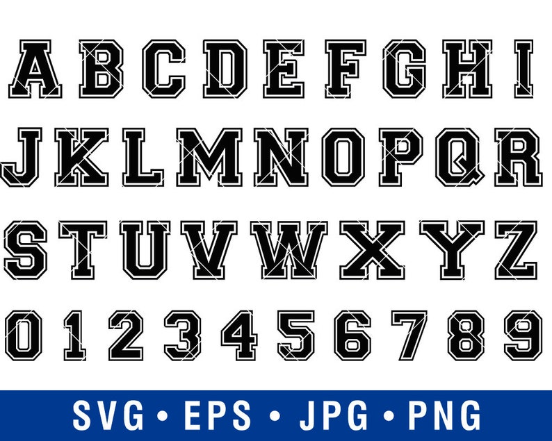VARSITY FONT SVG Varsity Alphabet Numbers Svgbaseball Font - Etsy