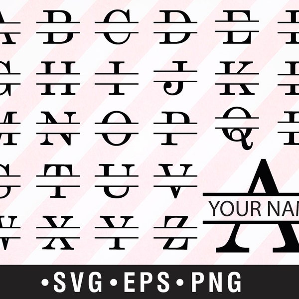 A-Z Monogram SVG, Split Monogram SVG, Alphabet SVG, png eps svg files, monogram letters svg, alphabet cut files, Cricut Cut file