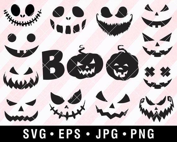 Pumpkin Face BUNDLE Svg Eps Png Jpg Scary Faces Halloween | Etsy