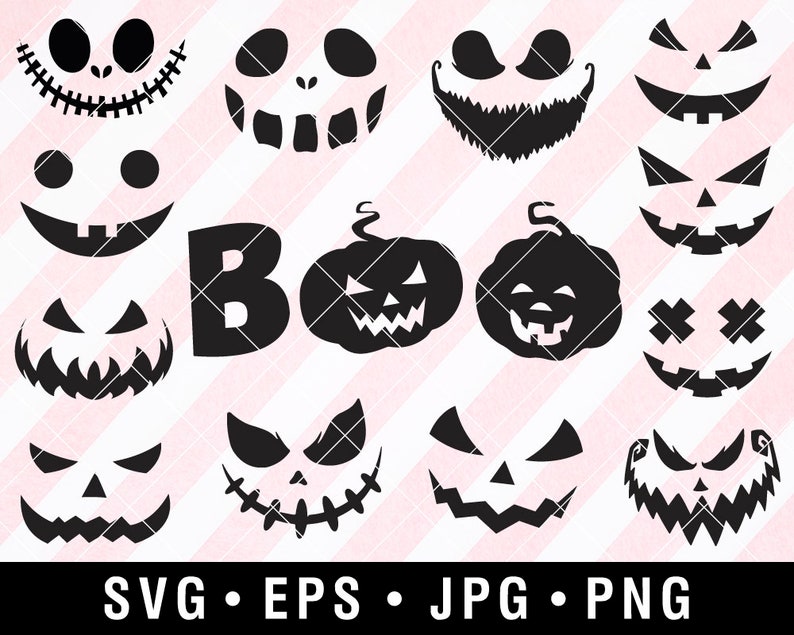 Pumpkin Face BUNDLE Svg Eps Png Jpg Scary Faces Halloween - Etsy