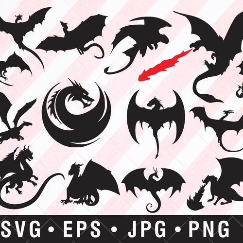 Dragon SVG Dragon Silhouette SVG Cut Files Dragon Bundle - Etsy