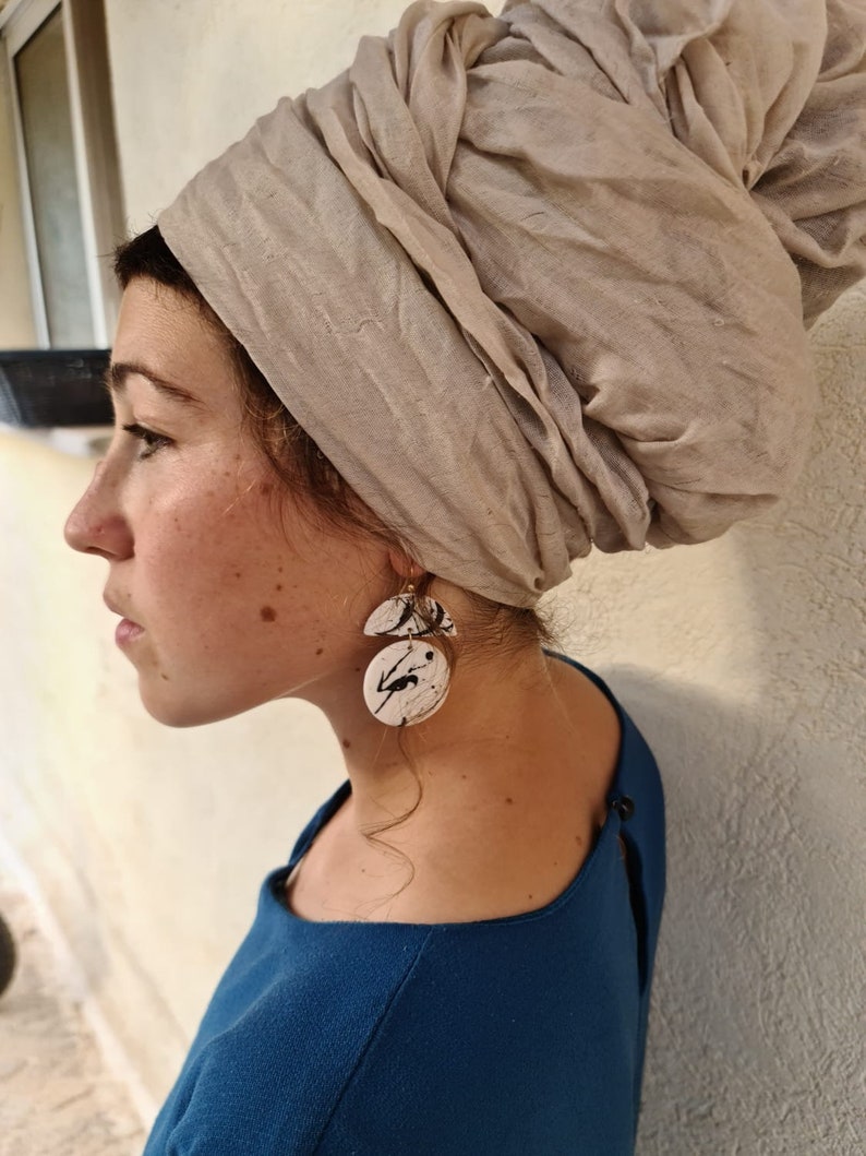 Hand Painted Ceramic Earrings Porcelain Circle Earrings Monochrome Earrings Gifts Black Splatter Earrings Geometric Dangle Earrings