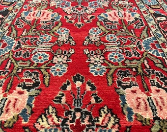 Vintage Floral Rug Runner circa 1940 2’8x6’8”