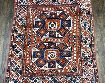 Antiker Kaukasischer Kasak Teppich um 1915