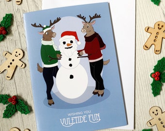 Deer You Want To Build A Snowman A6 Christmas Card - Individual or Pack of 5