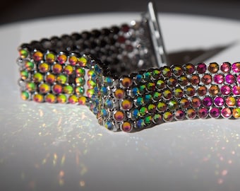 apple watch band, colorful iwatch Band, luxury watch band, Samsung Galaxy band, dazzling iband, rainbow bling band, multicolor watch strap