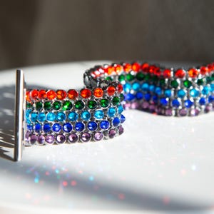 apple watch band, multicolor watch strap, colorful iwatch Band, luxury watch band, Samsung Galaxy band, rainbow bling band, pride jewelry