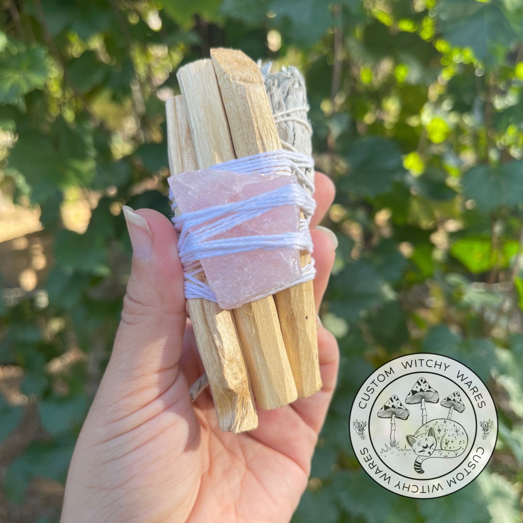 Rose Quartz Shibari Cotton Wrapped Sage Torches With Palo Santo Trio ...