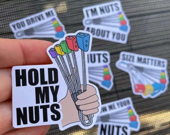 Trad Climbing Nuts Stickers | Pick your own | Climb Climber Gift Birthday Boulder Hex Chalk Bag Harness Rope Art Joke Funny Cool Bouldering
