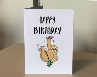 Happy Birthday Card Sloth Rock Climbing Climber Bouldering Partner Trad Chalk Bucket Boulder Sport Animal Gym Chalk Bag Bucket Shoes Climb