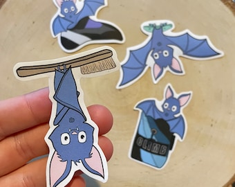 Bat Hang Climbing Stickers Set of 4 | boulder sports handmade gift birthday bouldering chalk trad rock climb vinyl decal climber
