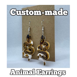 Custom-Made Clay Animal Earrings | Pet Reptile Snake Python | Handmade Jewellery | Gift | Pets