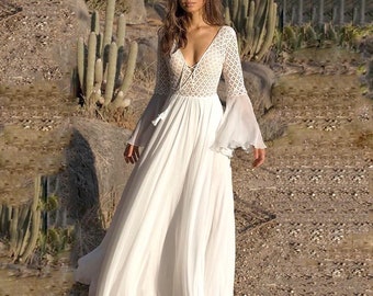 bohemian white flowy dress