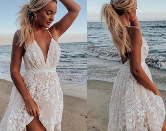 white short lace dress
