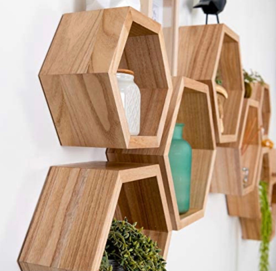 Set of 6 Floating Shelves Natural Rustic Wood Etsy