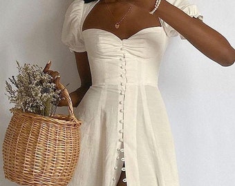 white casual midi dress