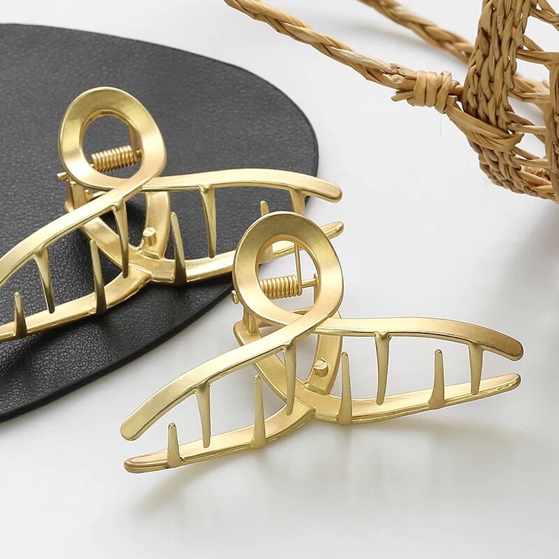 Luxury Elegant Big Matte Gold Metal Hair Claw Clips Suitable Etsy