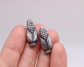 Sterling Silver Corn Stud Earrings | Handmade Sand Casted Ears of Corn