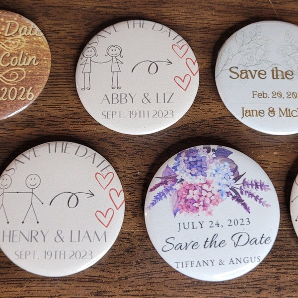 Customizable Save The Date Pins Or Magnets