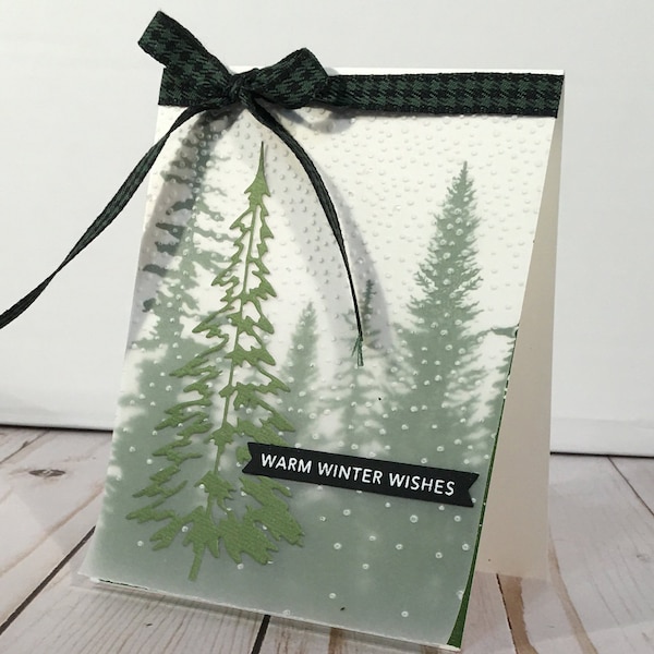 Card christmas photo ribbon vellum