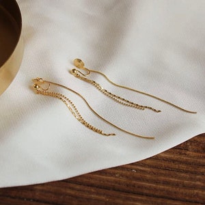 Clip On Earrings Invisible Gold/Silver Long Tassel Chain Gold