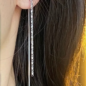 Clip On Earrings Invisible Gold/Silver Long Tassel Chain image 6