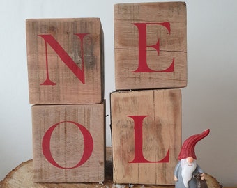 Décoration de Noël à poser - Cubes en bois NOEL