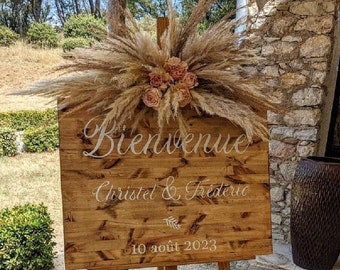 Panneau Bienvenue bois Mariage, Baptême, anniversaire, babyshower - Décoration mariage - Mariage Champêtre