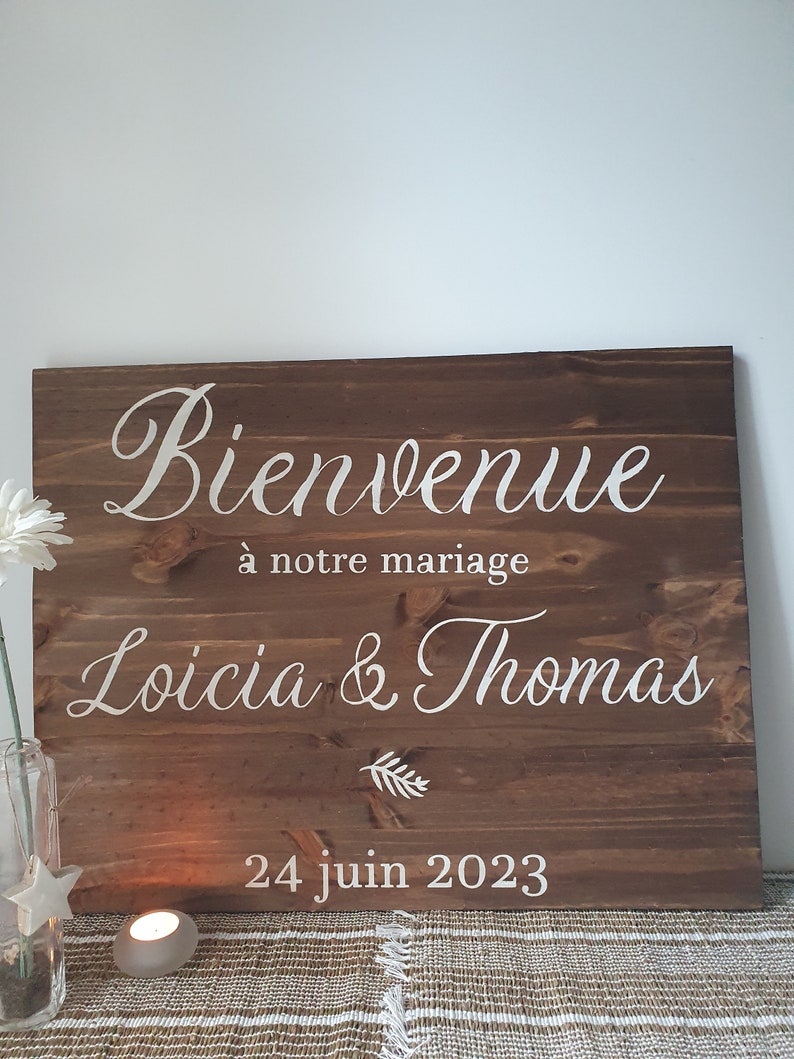 Panneau Bienvenue bois Mariage, Baptême, anniversaire, babyshower Décoration mariage Mariage Champêtre image 8