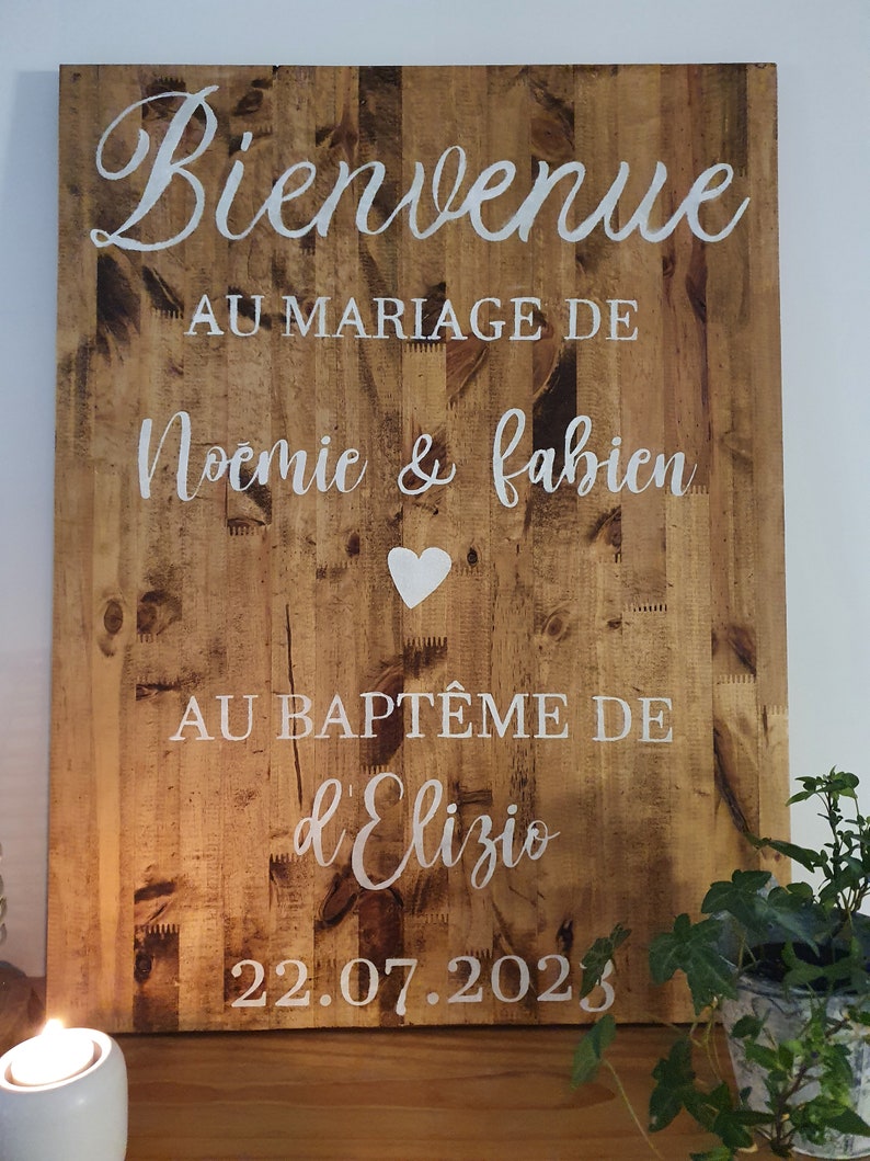 Panneau Bienvenue bois Mariage, Baptême, anniversaire, babyshower Décoration mariage Mariage Champêtre image 9