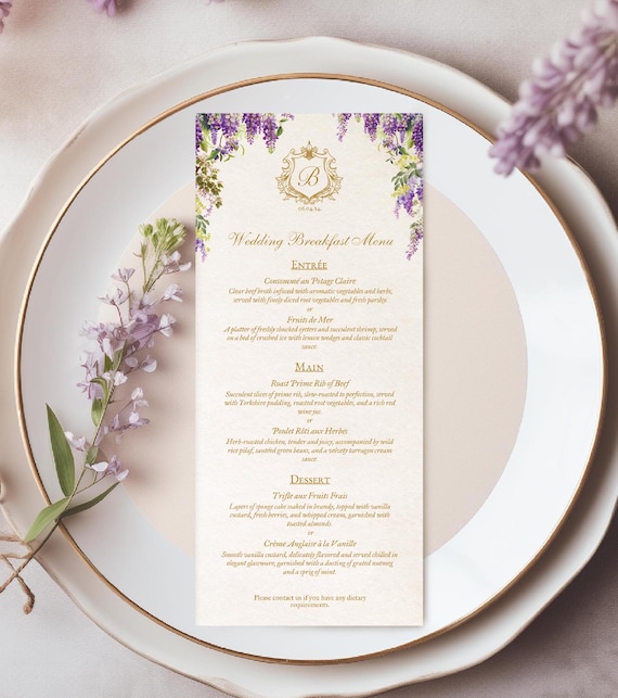 Bridgerton Wedding Menu Template: Regency Victorian Invitation (DIY Canva)