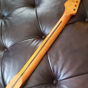 Strat Guitar Neck vintage style beautiful aged roasted finish medium size frets mother of pearl Possition Markers. image 2