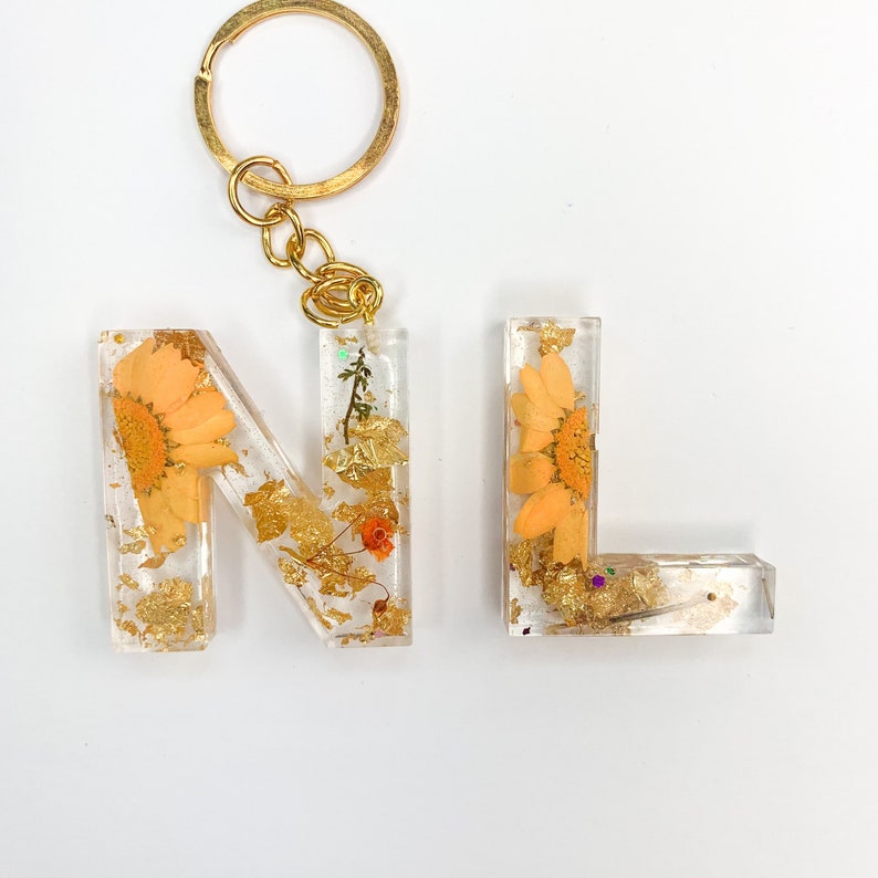 Gold Foil Letter Keychain