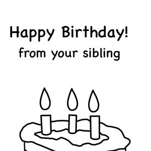 Tarjeta de cumpleaños para colorear de un hermano