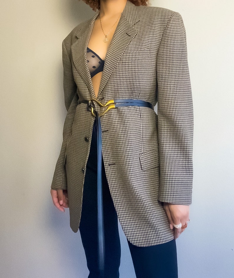 Vintage Menswear Taupe Brown Blazer Oversized Blazers Houndstooth Blazer Vintage Brown Jacket XL/XXL image 2