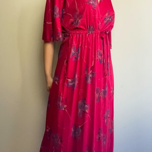 70s Vintage Bohemian Floral Long Robe Dress Long Wrap Dress Hippie Dresses V Neck Dresses Floral Wrap Dress S-M image 7