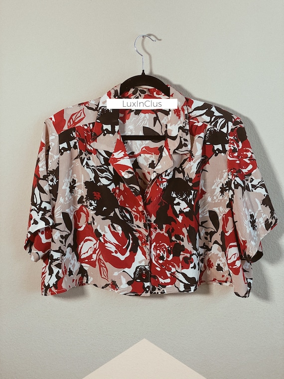 Don K. Abstract Crop Print Blouse | Cropped Top |