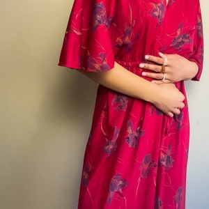 70s Vintage Bohemian Floral Long Robe Dress Long Wrap Dress Hippie Dresses V Neck Dresses Floral Wrap Dress S-M image 8