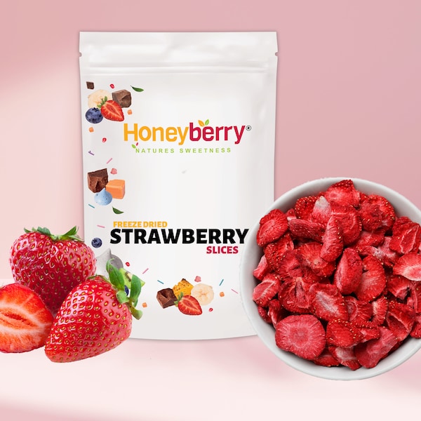 FREEZE DRIED STRAWBERRY Slices 100g - Dehydrated Healthy Snacks Berry Fruits for Drinks