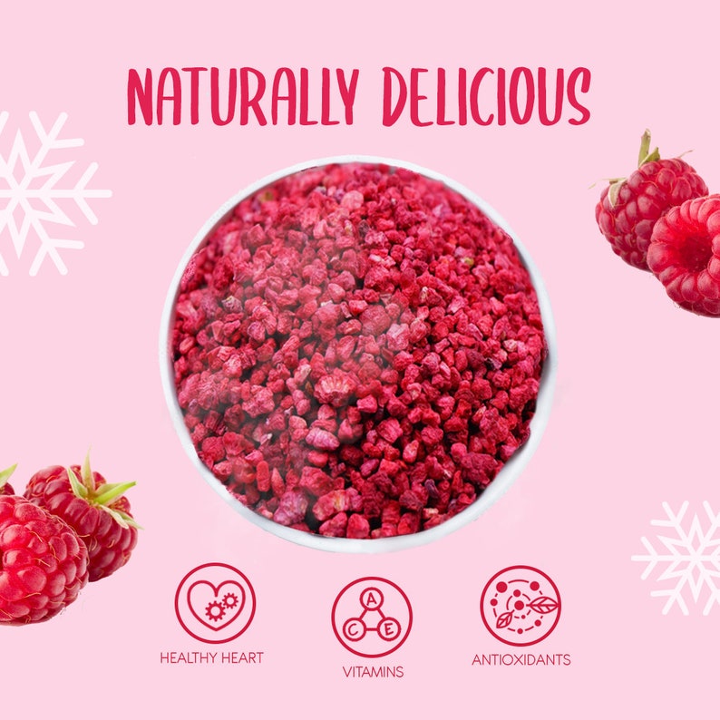 Dehydrated Raspberry Flakes Freeze Dried Raspberry Pieces - Natural Dehydrated Diced Berries, No ...