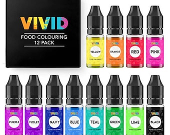 VIVID Bake Stable Food Colouring 12 Pack | Vibrant Colours for Cakes, Cupcakes, Cookies |