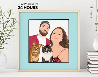 Custom Family Faceless Portrait from Photo, Christmas Gift (Digital Portrait)