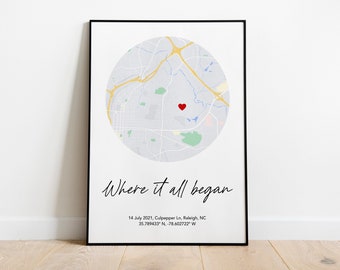 Where We Met Map | Where It All Began | Anniversary Gift