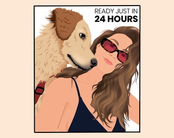 Retrato a partir de foto, Retrato de animal de estimação, Retrato personalizado, Retrato digital, Ilustração