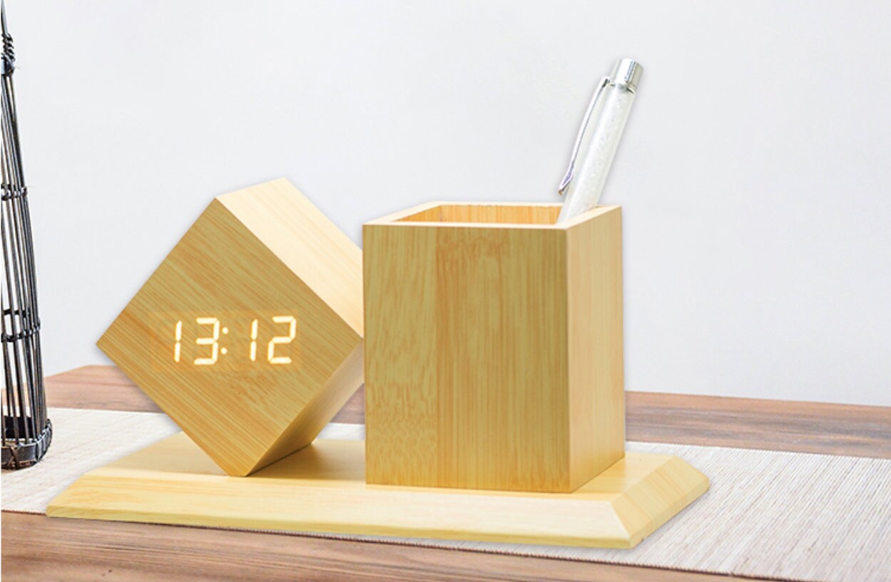 Personalized Wood Alarm Clock Customized Digital Clock House Etsy