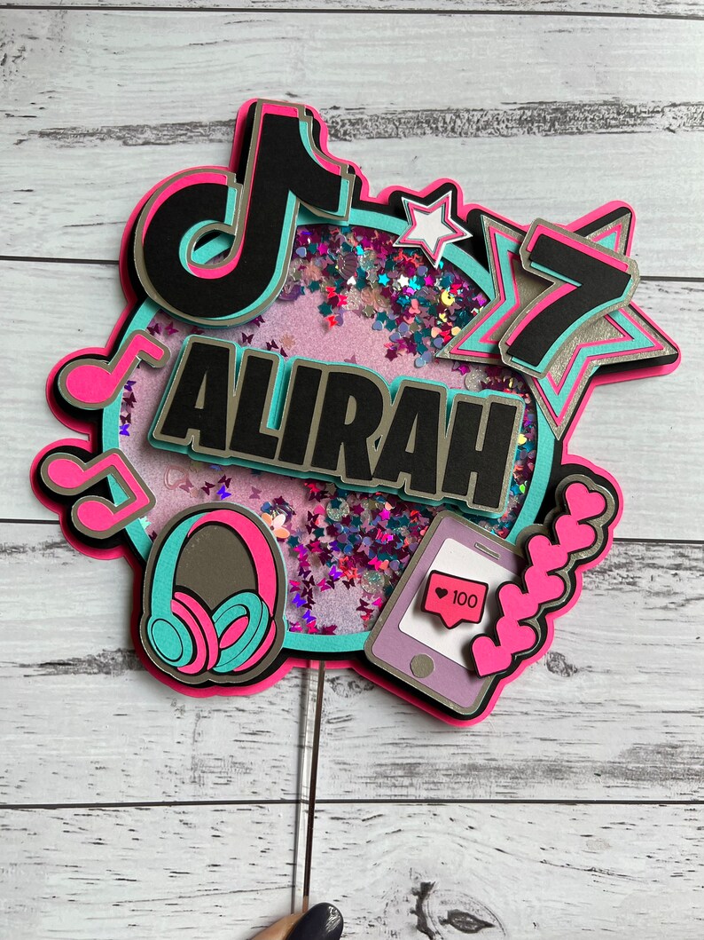 Tiktok Cake Topper Tiktok Cake Topper Tiktok Themed Etsy