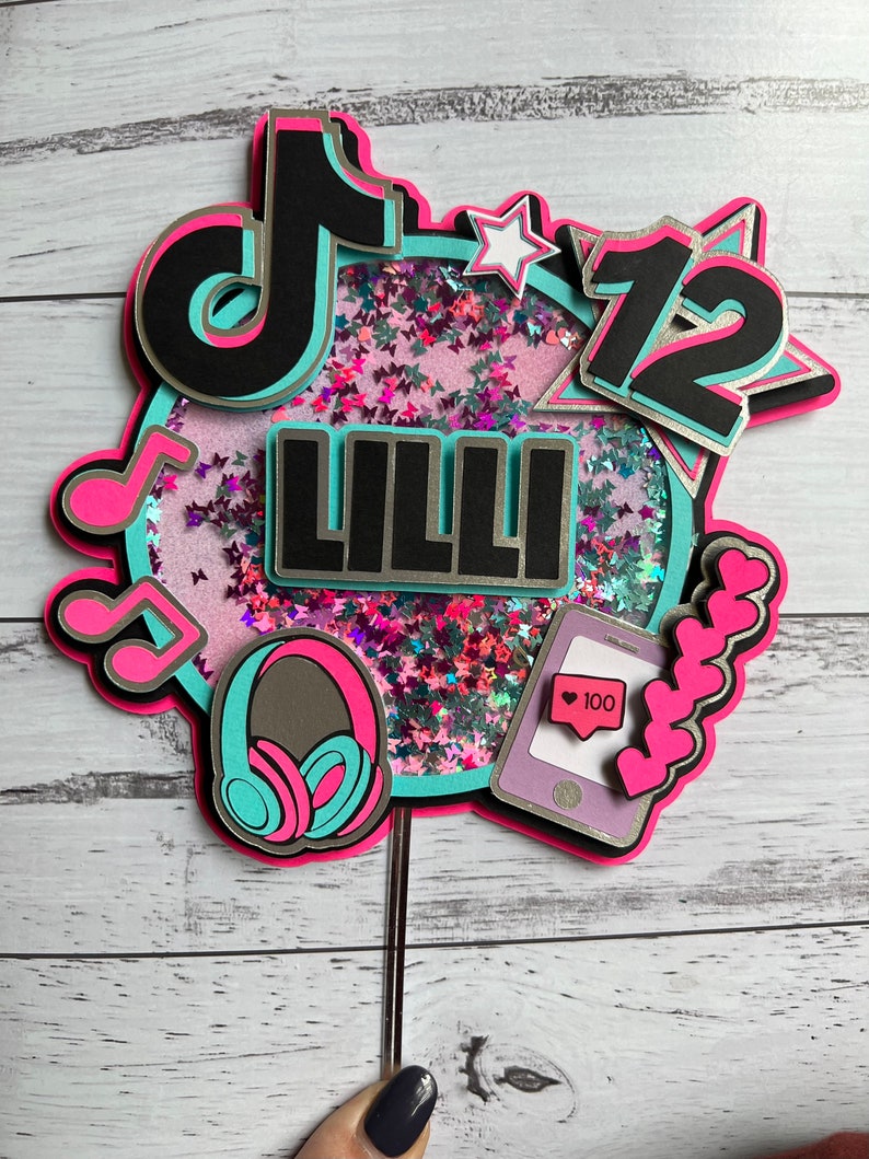 Tiktok Cake Topper Tiktok Cake Topper Tiktok Themed Etsy