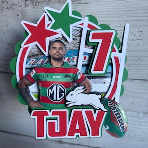 Rabbitohs Cake Topper | Rabbitohs Cake | NRL Cake Topper | NRL theme Cake Topper | NRL Birthday | rugby league party