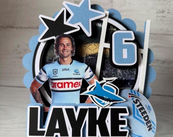 Sharks Cake Topper | Cronulla Sharks Cake | NRL Cake Topper | NRL theme Cake Topper | NRL Birthday | rugby league party
